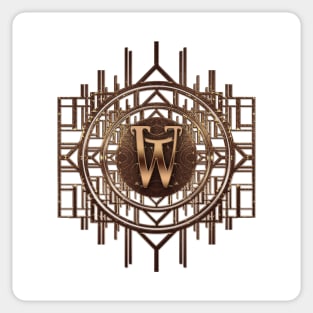 w letter art nouveau style in golden art deco pattern glamour alphabet monograms Sticker